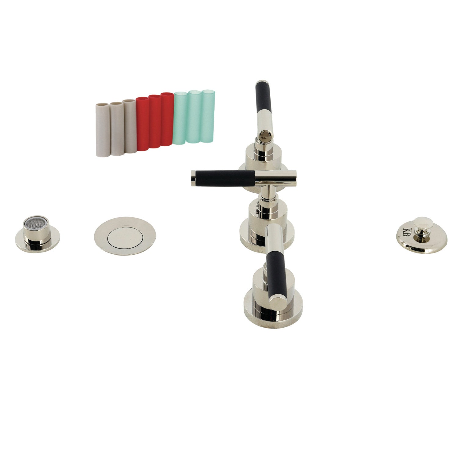 Kingston Sona KB6326CKL - Kaiser Three-Handle Deck Mount Vertical Spray Bidet Faucet with Brass Pop-Up, Polished Nickel — image 1